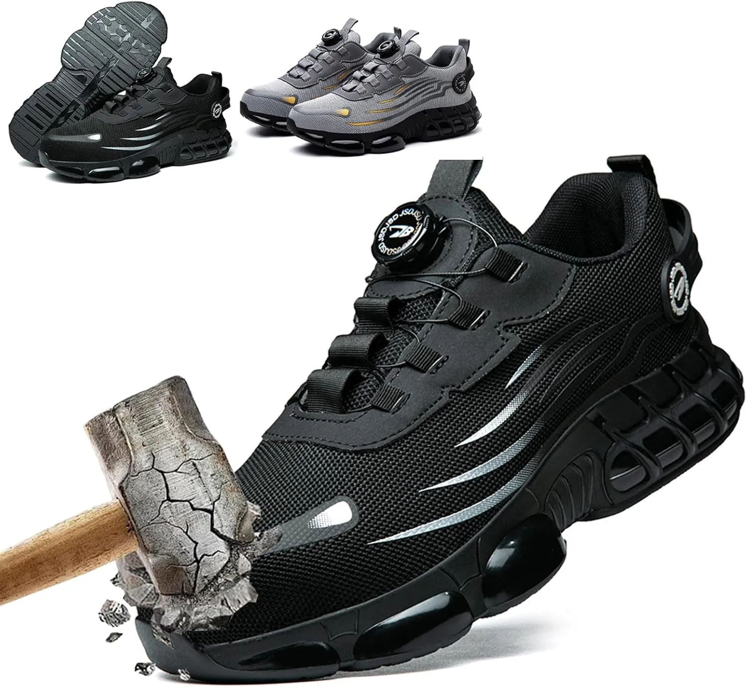 Prestivos Steel Toe Safety Work Shoes for Men and Women, Anti-Slip, Lightweight, Puncture Proof, Smash Stab Resistant, Air Cushion