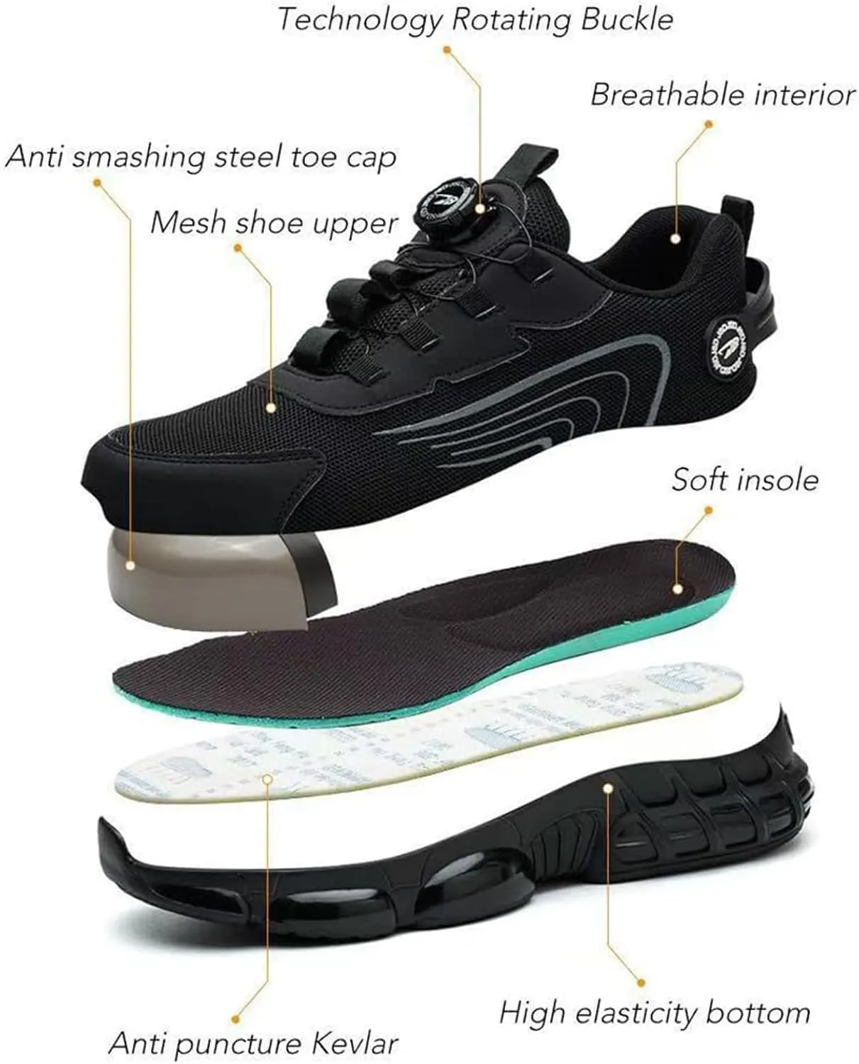 Prestivos Steel Toe Safety Work Shoes for Men and Women, Anti-Slip, Lightweight, Puncture Proof, Smash Stab Resistant, Air Cushion