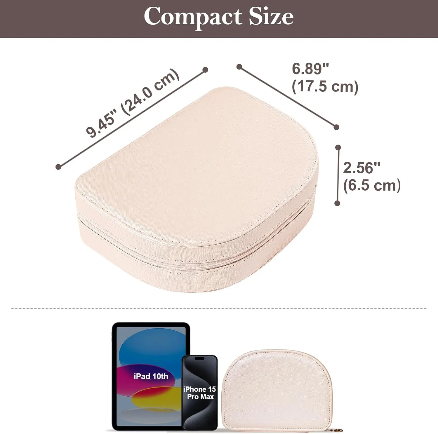 ProCase Travel Size Jewelry Box, Large Portable Seashell-Shaped Jewelry Case, 2 Layer Jewelry Organizer in PU Leather for Women -Champagne