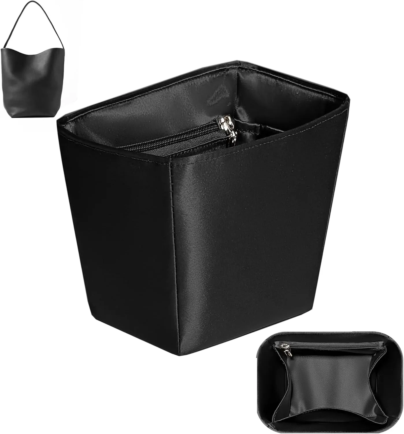 Purse Organizer Insert, Silk Satin Inner Liner Bag for The Row NS Park Buckets Bag Insert Drawstring Bag Organizer (Style-02, M)