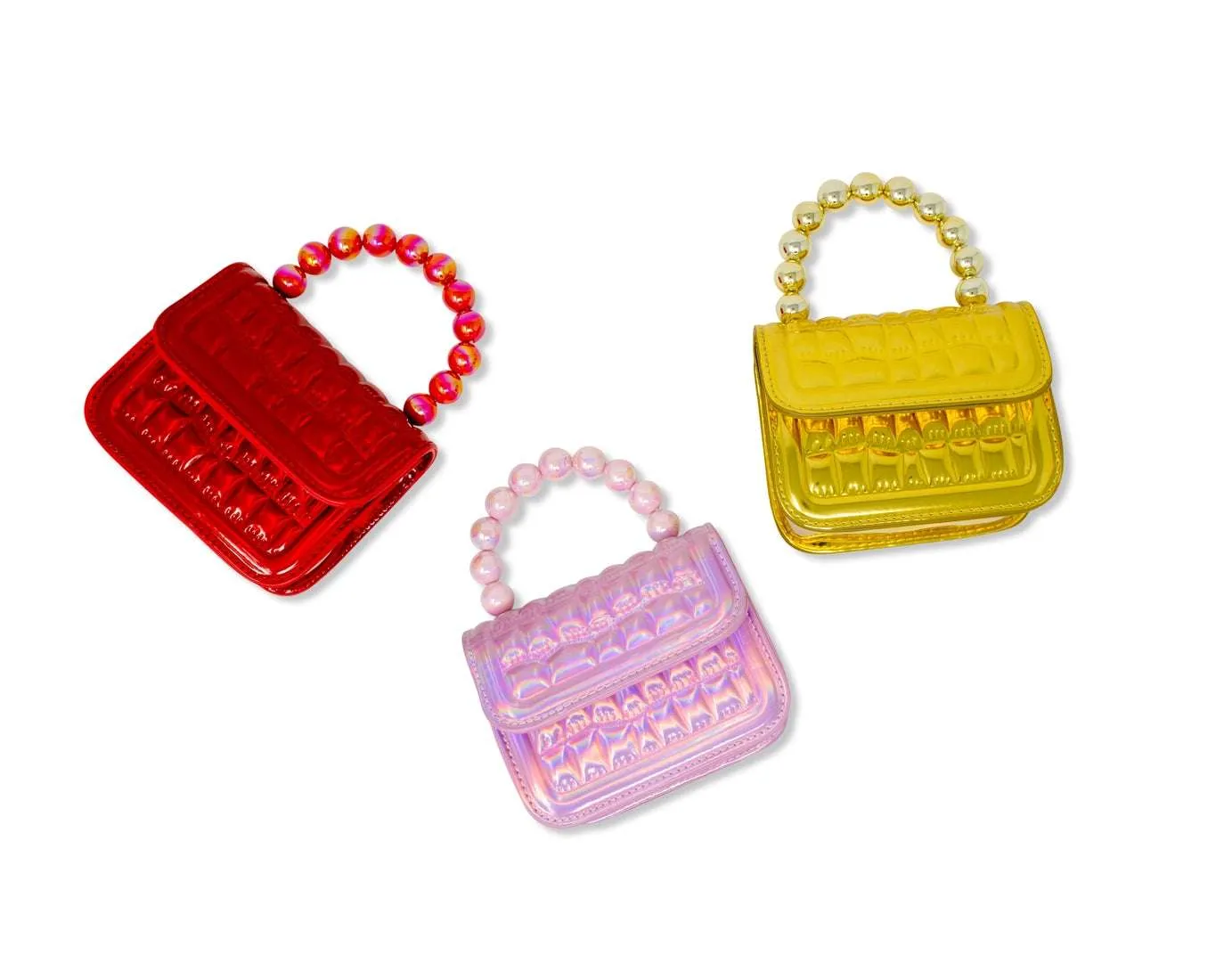 Quilted Pearl Handle Purse - Red
