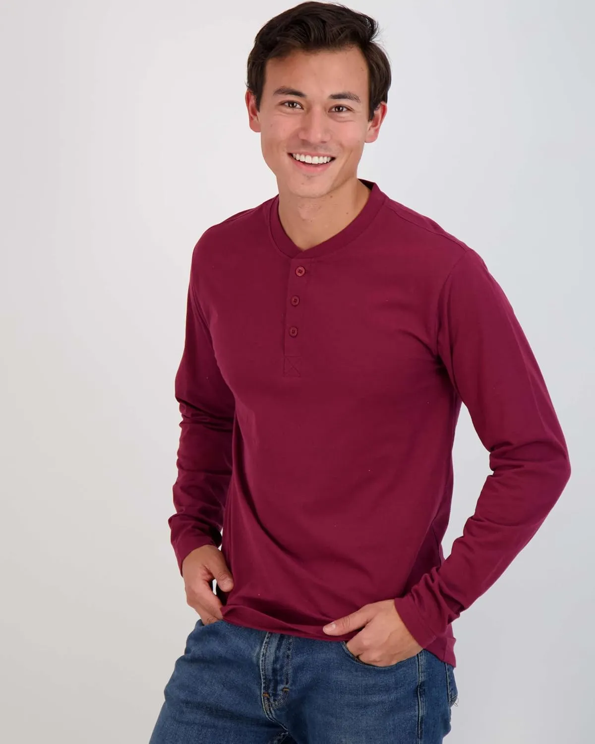 Real Essentials 3 Pack: Men's Cotton Short & Long Sleeve Henley T-Shirt Performance Activewear (Available in Big & Tall)