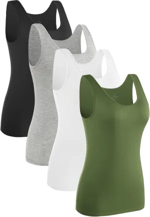 Rosyline 4 Piece Women Tank Tops Basic Sleeveless Undershirt Layering Tanks