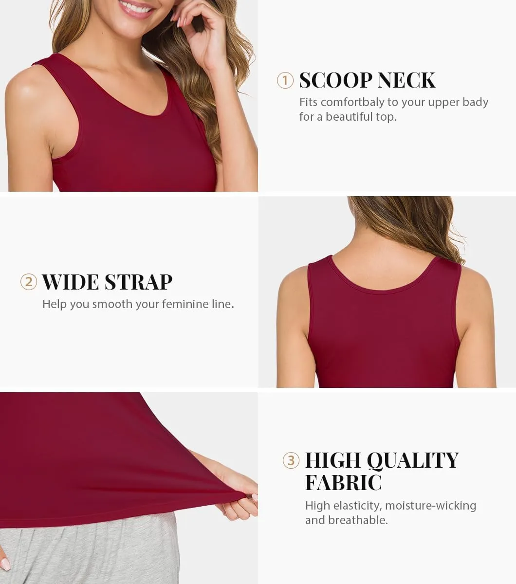 Rosyline 4 Piece Women Tank Tops Basic Sleeveless Undershirt Layering Tanks