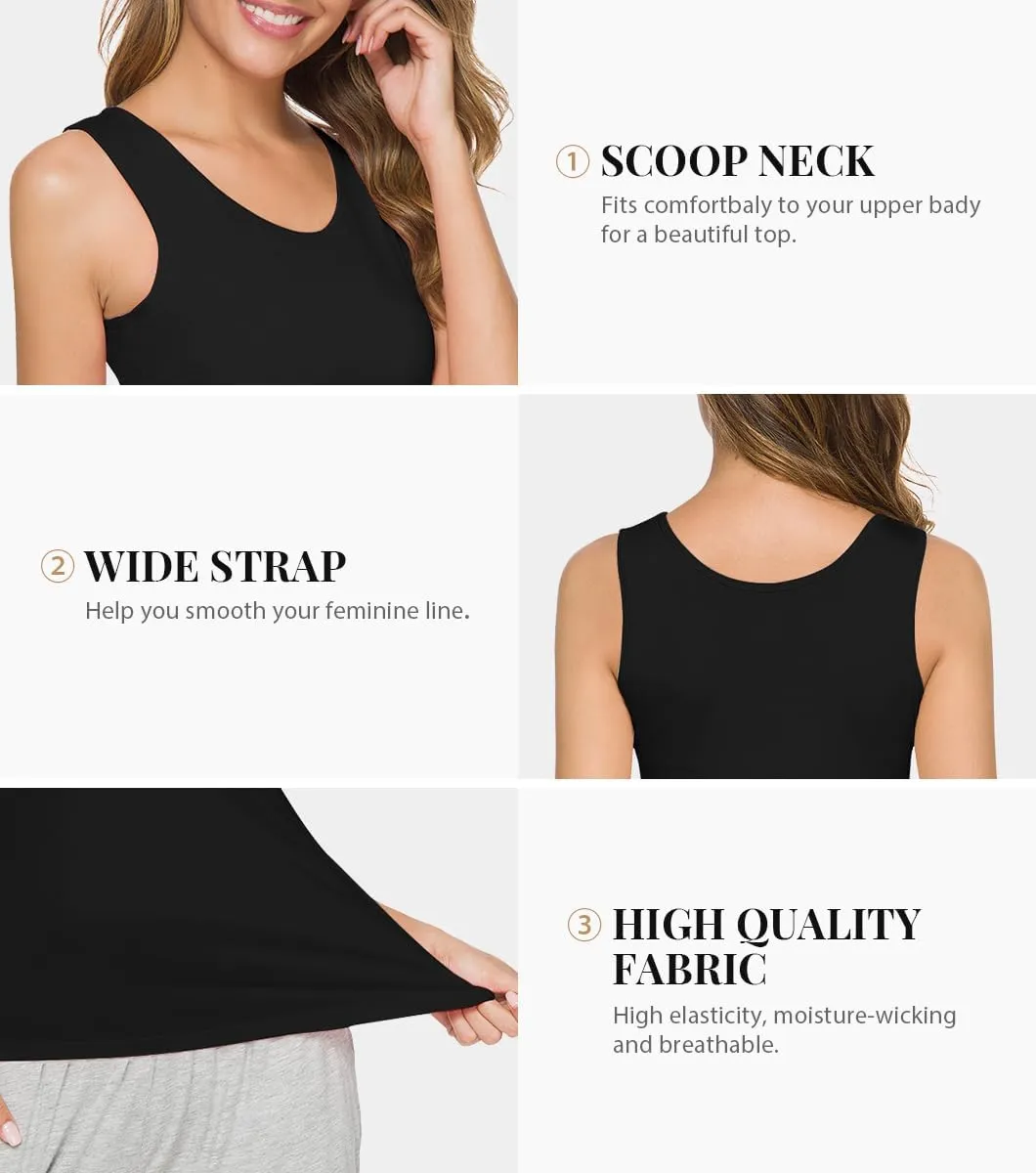 Rosyline 4 Piece Women Tank Tops Basic Sleeveless Undershirt Layering Tanks