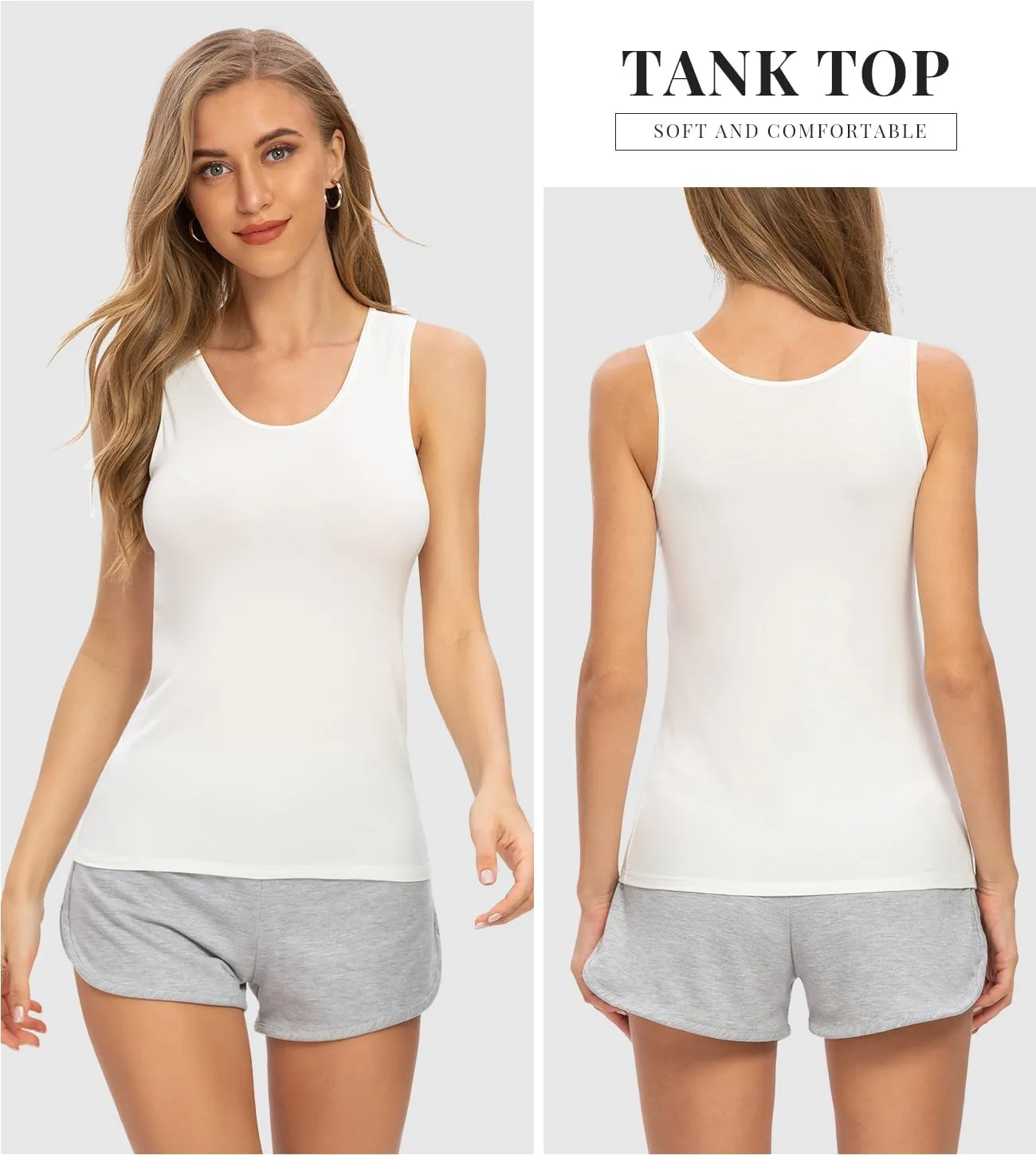 Rosyline 4 Piece Women Tank Tops Basic Sleeveless Undershirt Layering Tanks