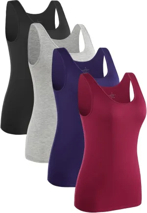 Rosyline 4 Piece Women Tank Tops Basic Sleeveless Undershirt Layering Tanks