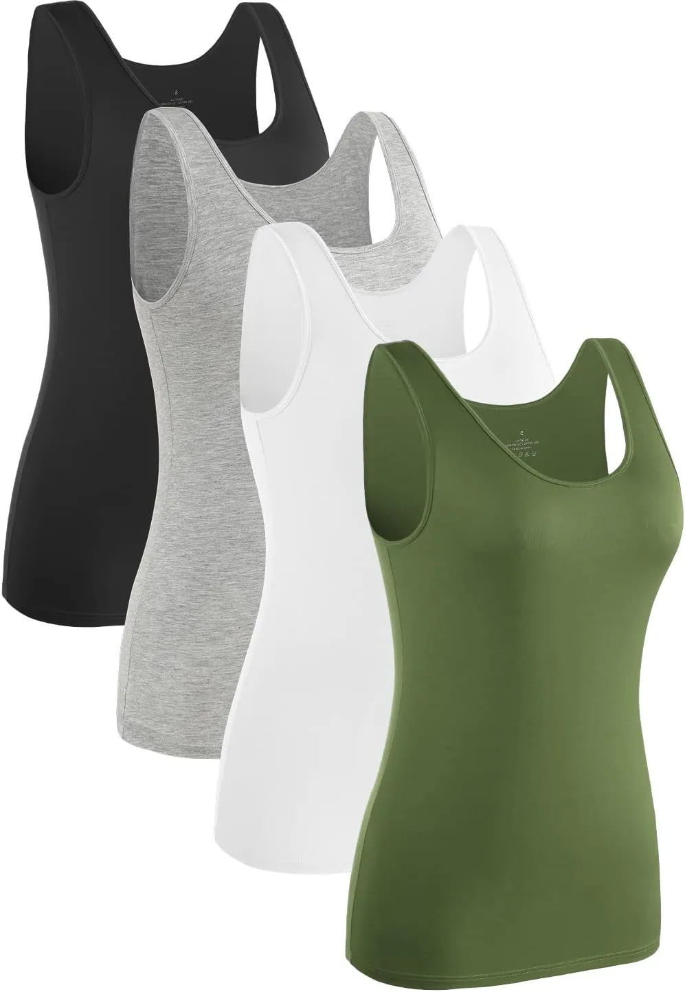 Rosyline 4 Piece Women Tank Tops Basic Sleeveless Undershirt Layering Tanks