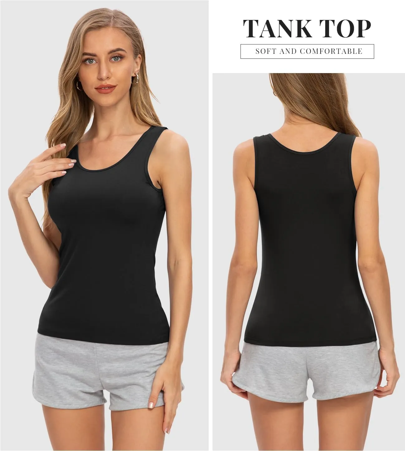 Rosyline 4 Piece Women Tank Tops Basic Sleeveless Undershirt Layering Tanks