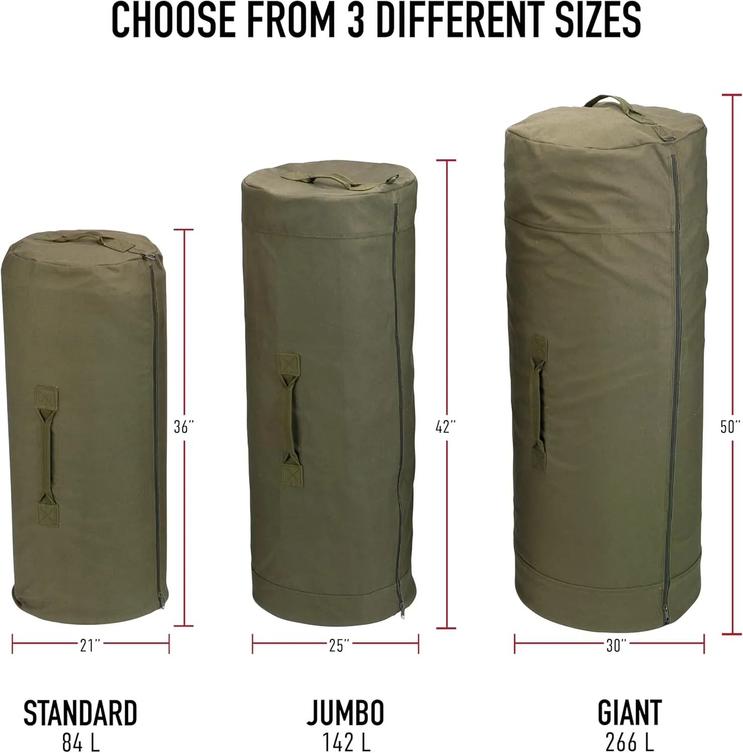 Rothco Canvas Duffle Bag with Side Zipper  Rugged Outdoor Camping Gear Storage