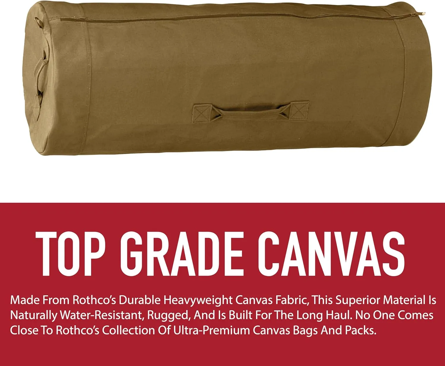 Rothco Canvas Duffle Bag with Side Zipper  Rugged Outdoor Camping Gear Storage