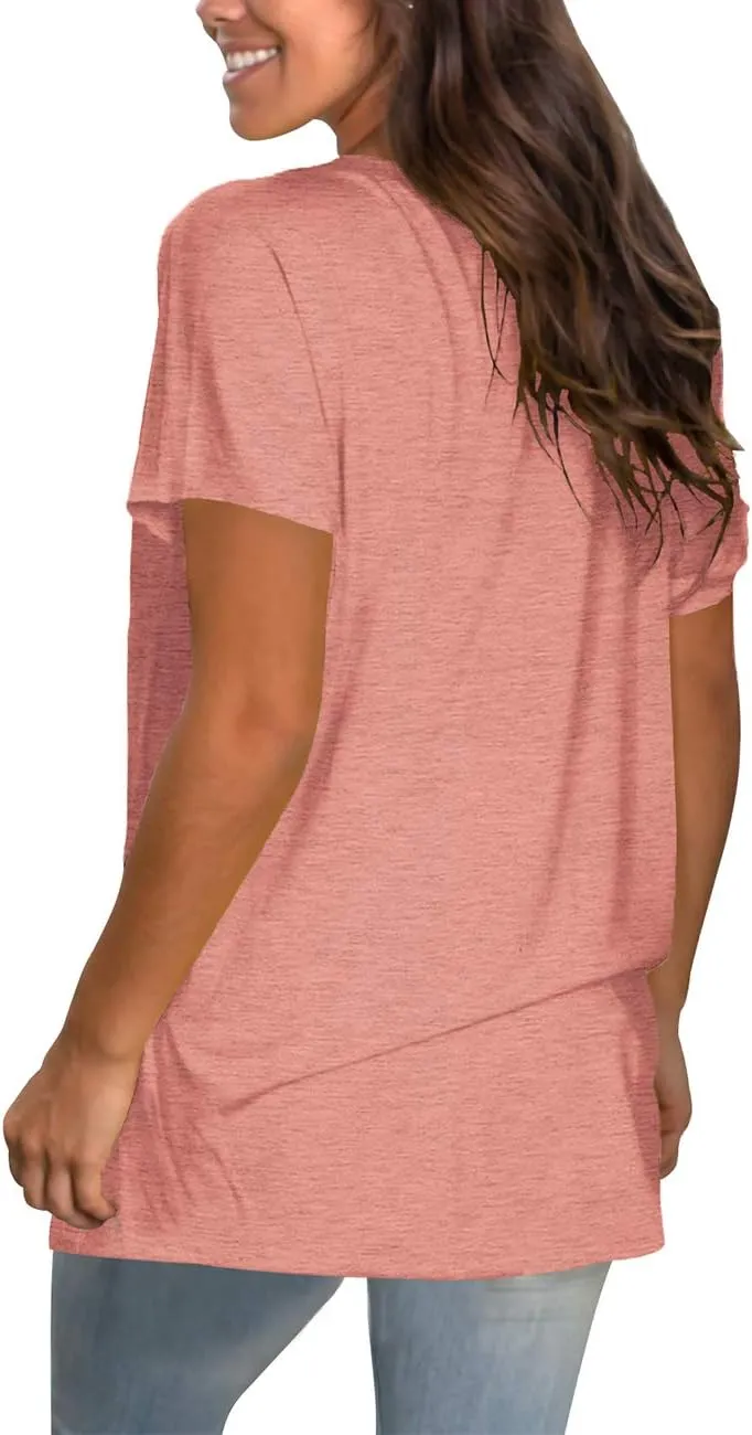 Saloogoe Womens Loose Fit Tshirts Short Sleeve Summer Tops Casual Workout Yoga Tunic T Shirts Tops