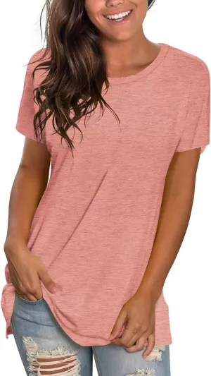 Saloogoe Womens Loose Fit Tshirts Short Sleeve Summer Tops Casual Workout Yoga Tunic T Shirts Tops