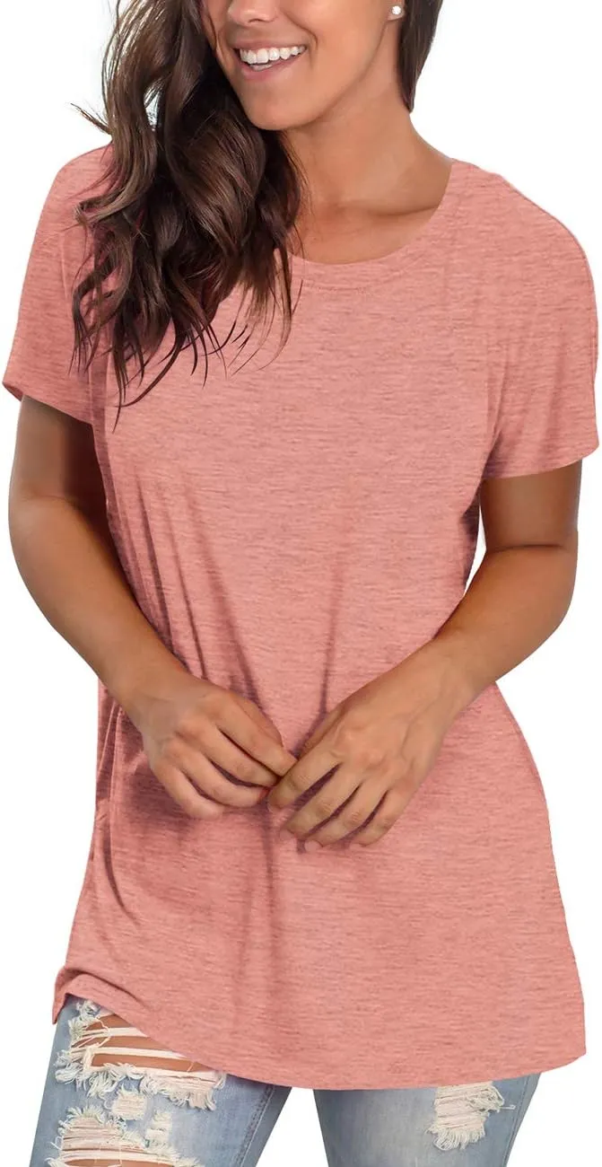 Saloogoe Womens Loose Fit Tshirts Short Sleeve Summer Tops Casual Workout Yoga Tunic T Shirts Tops