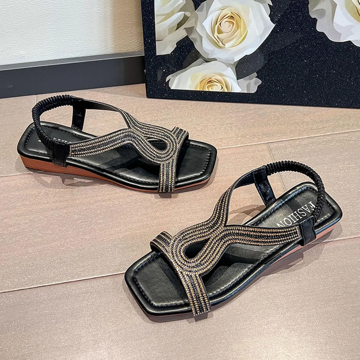 Sandals for Women Women's Cross Strappy Sandals Orthopedic Sandals Flat Sandals for Women Open Toe Slingback Shoes