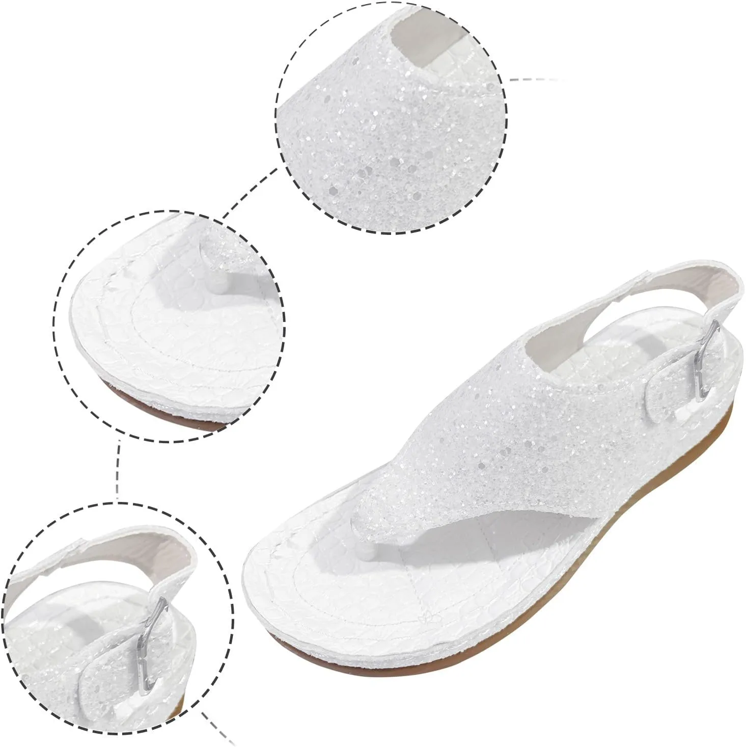 Sandals Women Open Toe Cross Sparkly Strap Comfortable Womens Sandals Flats Summer Dress Orthopedic Platform Sandals