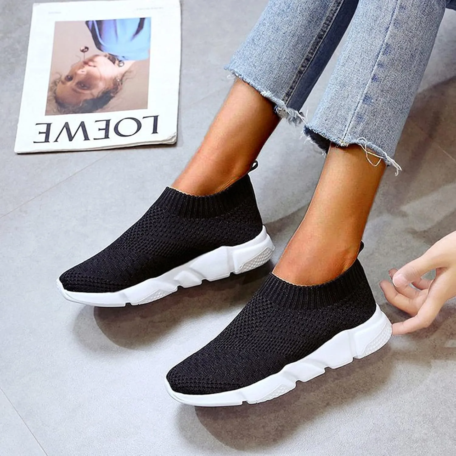 SBGMoSJ Womens Shoes 7.5 Wide Width Sneakers Black Fashion Sneakers for Women 2023 Orange and White Gym Shoes for Women Womens Fashion Sneakers 2023 Slip On Shoes for Women Wide Width