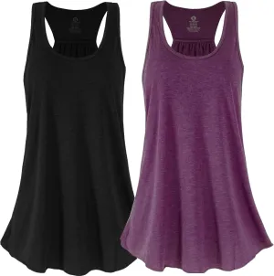 SepiMeli Bundle of 2 Racerback Tank Top Flowy Triblend Regular and Plus Sizes for Women 2 Pack