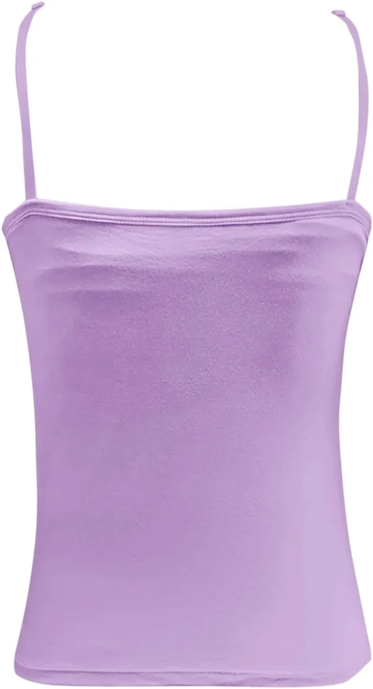 Shelf Bra Tank Tops for Women Adjustable Spaghetti Strap Yoga Shirts Basic Padded Tank Tops Undershirts Built in Bra