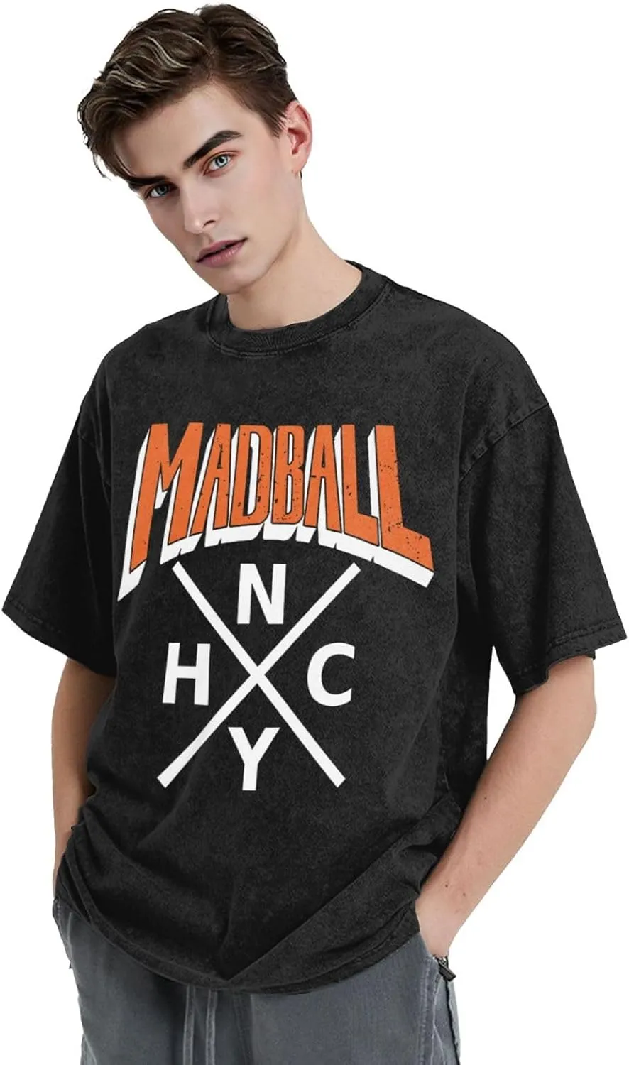 Shirt Men Oversized Crew Neck Vintage 80s 90s Tops