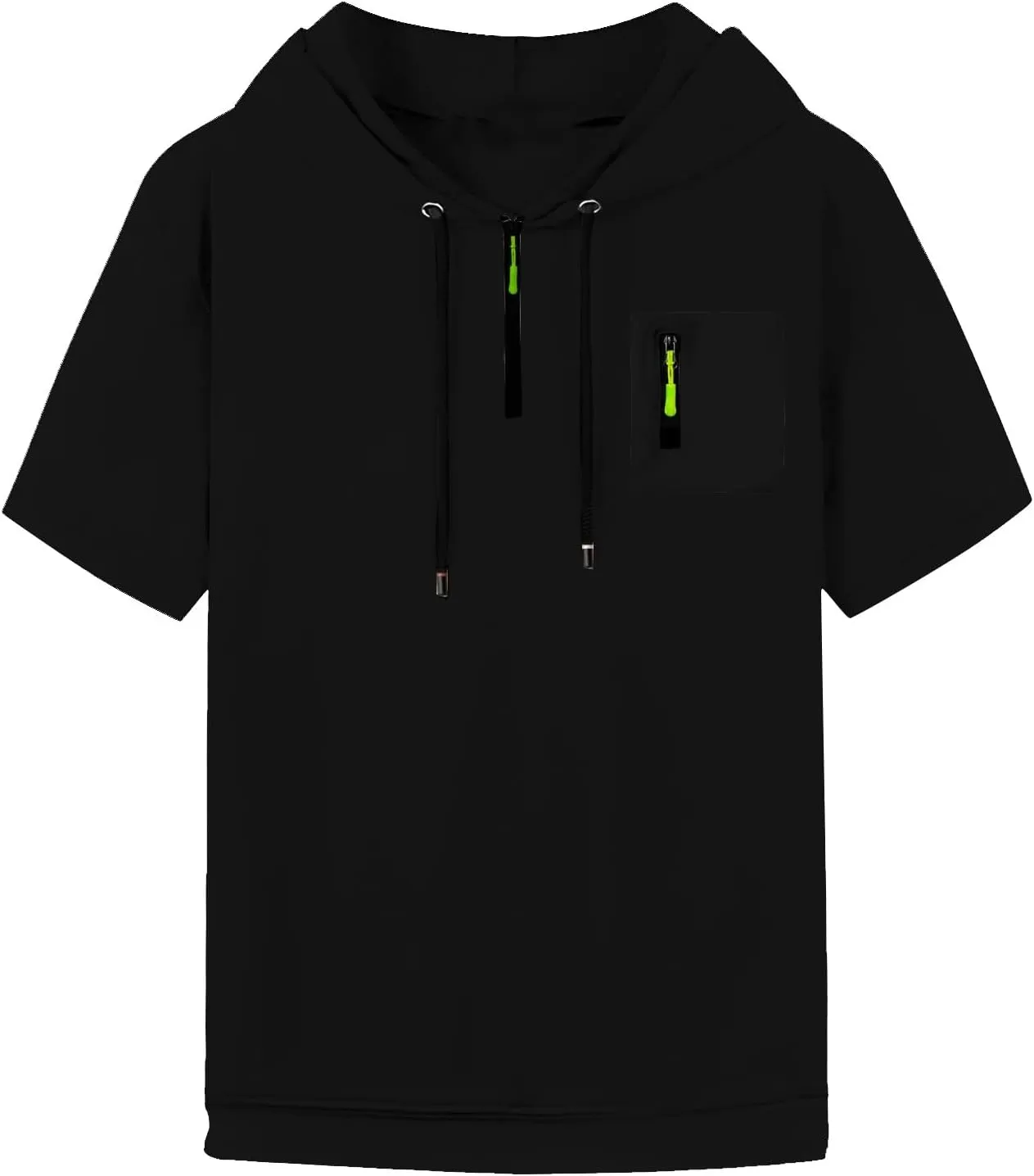 Short Sleeve Hoodie For Men Tactical Street Gym Lightweight Hooded Sweatshirt Drawstring Pullover Workout Tops
