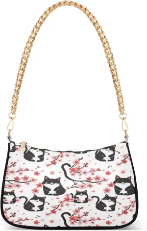 Shoulder Bags for Women Cat25 Hobo Tote Handbag Small Clutch Purse with Zipper Closure