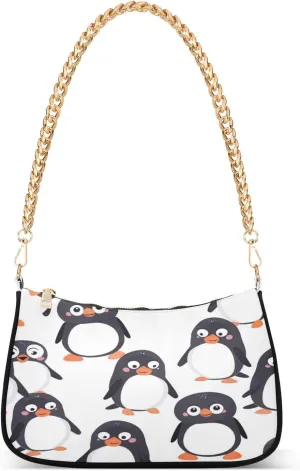 Shoulder Bags for Women Cute Penguins02 Hobo Tote Handbag Small Clutch Purse with Zipper Closure