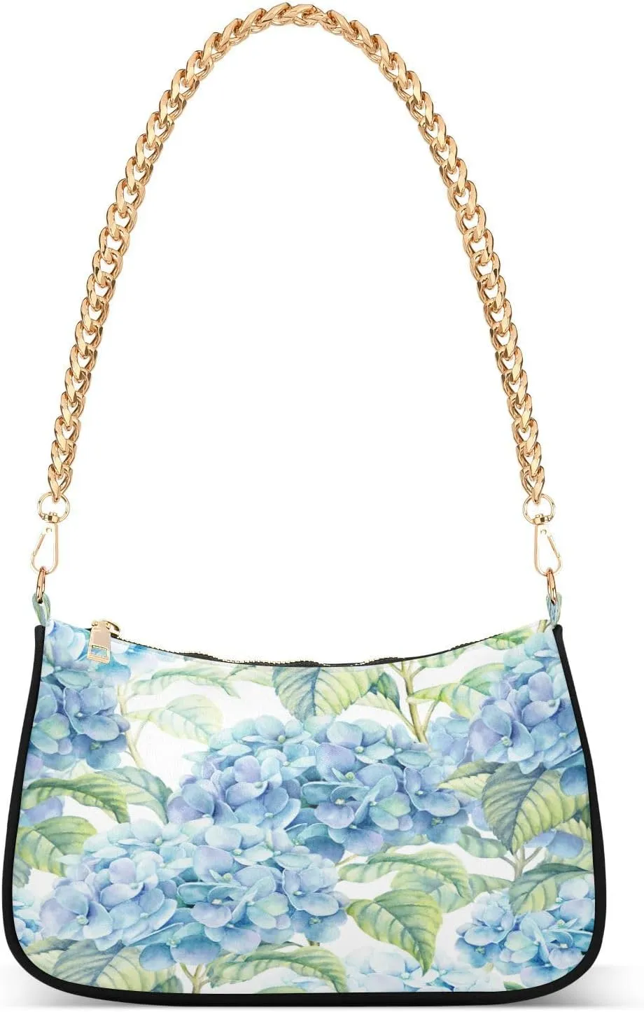 Shoulder Bags for Women Hydrangea Watercolor Hobo Tote Handbag Small Clutch Purse with Zipper Closure