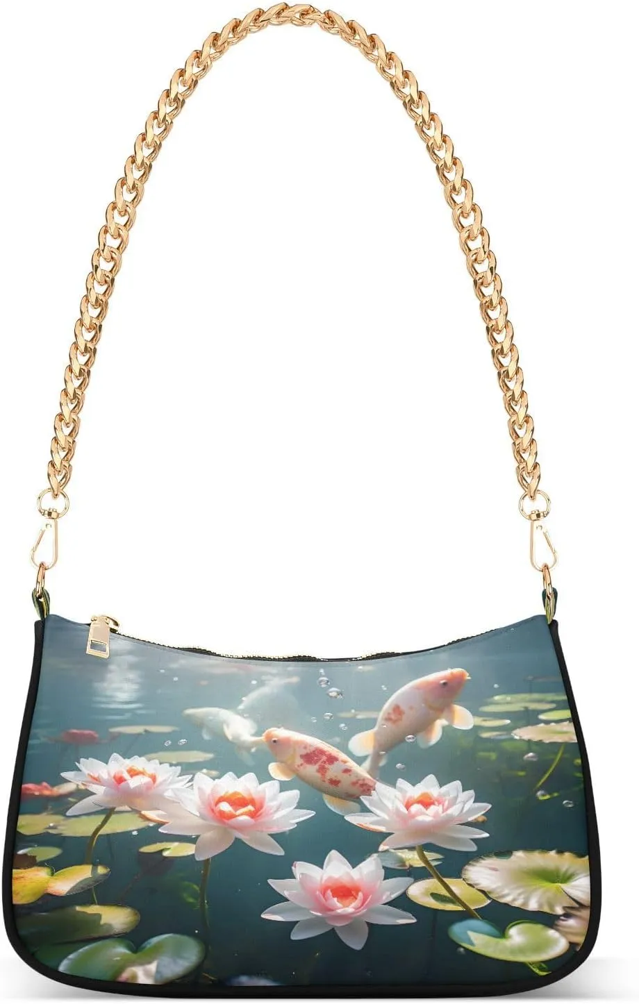 Shoulder Bags for Women Koi Fish03 Hobo Tote Handbag Small Clutch Purse with Zipper Closure