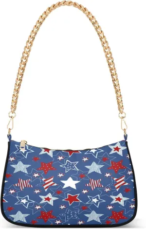 Shoulder Bags for Women Patriotic Hobo Tote Handbag Small Clutch Purse with Zipper Closure