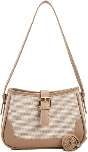 Shoulder Bags for Women Retro Y2k Canvas Crossbody Handbag Vegan Leather Tote Purse with Zipper