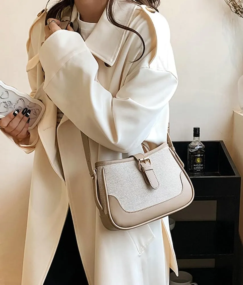 Shoulder Bags for Women Retro Y2k Canvas Crossbody Handbag Vegan Leather Tote Purse with Zipper