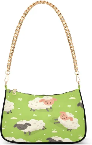 Shoulder Bags for Women Sheep Hobo Tote Handbag Small Clutch Purse with Zipper Closure