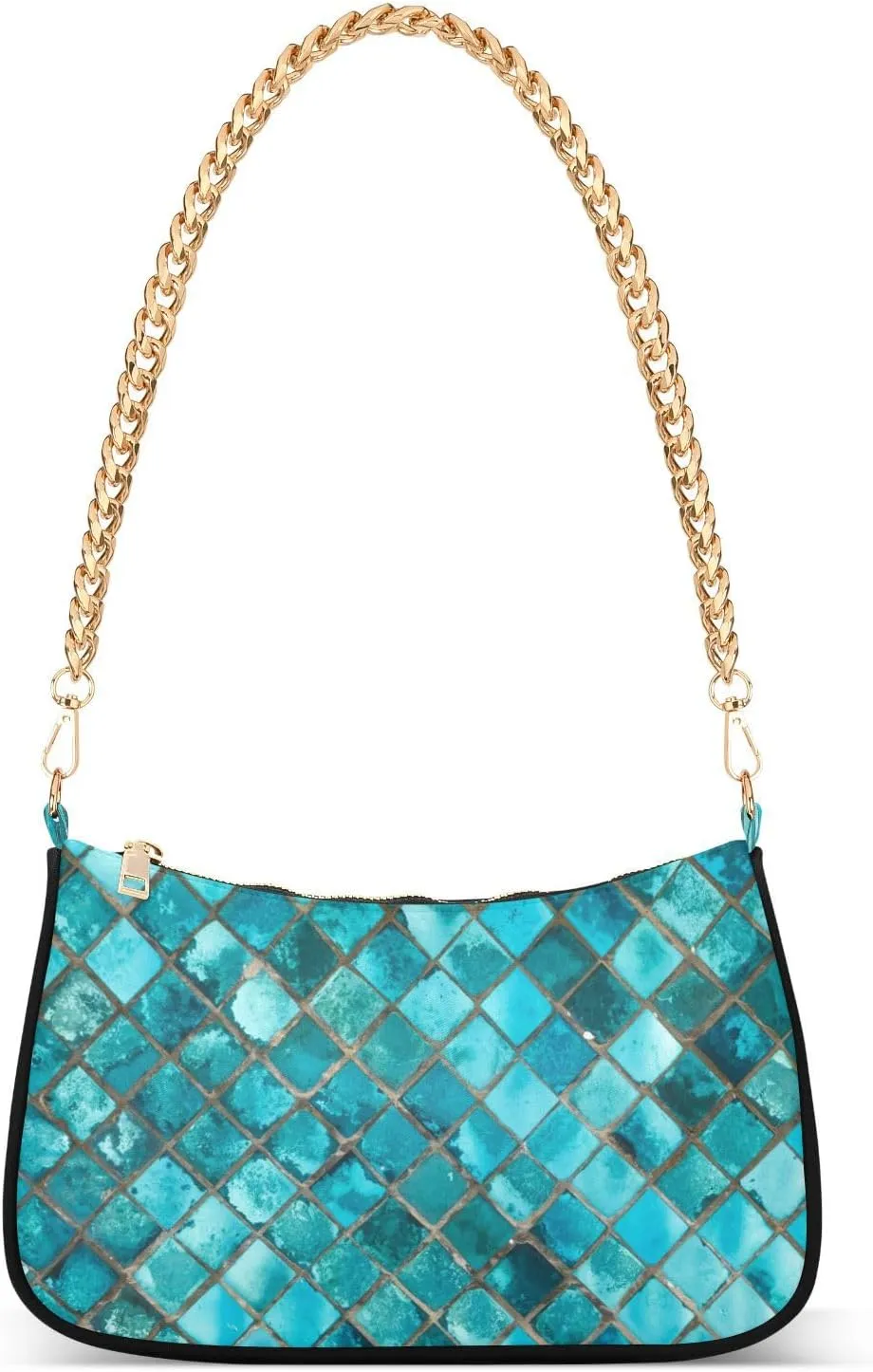 Shoulder Bags for Women Turquoise Blue Hobo Tote Handbag Small Clutch Purse with Zipper Closure