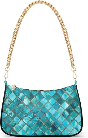 Shoulder Bags for Women Turquoise Blue Hobo Tote Handbag Small Clutch Purse with Zipper Closure