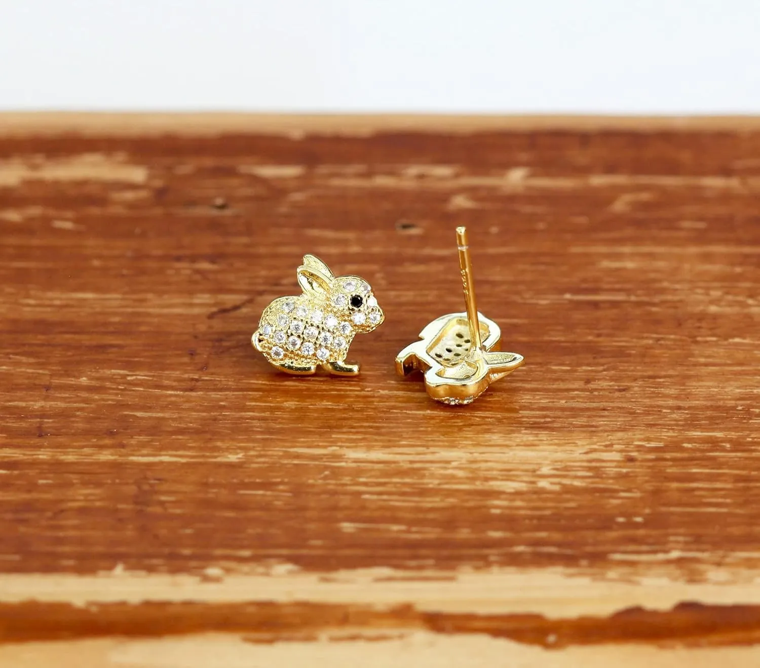 silver earrings for women, rose gold Sterling Silver pave Zircons cute rabbit Easter bunny stud earrings For Women Girls kids, birthday Gift