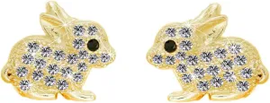 silver earrings for women, rose gold Sterling Silver pave Zircons cute rabbit Easter bunny stud earrings For Women Girls kids, birthday Gift