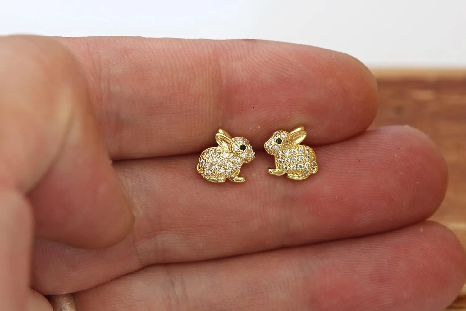 silver earrings for women, rose gold Sterling Silver pave Zircons cute rabbit Easter bunny stud earrings For Women Girls kids, birthday Gift