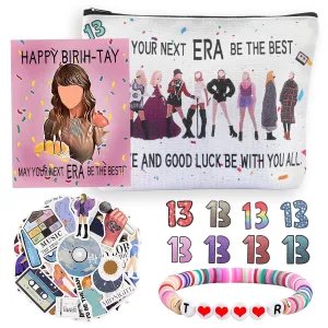 Singers Merch Makeup Bag, Music Loves Gifts Set Including 1 Makeup Bag, 1 Bracelets 1 Card 50Pcs Stickers, 8 Temporary Tattoos, Best Gifts for Girls Women and Music Fans