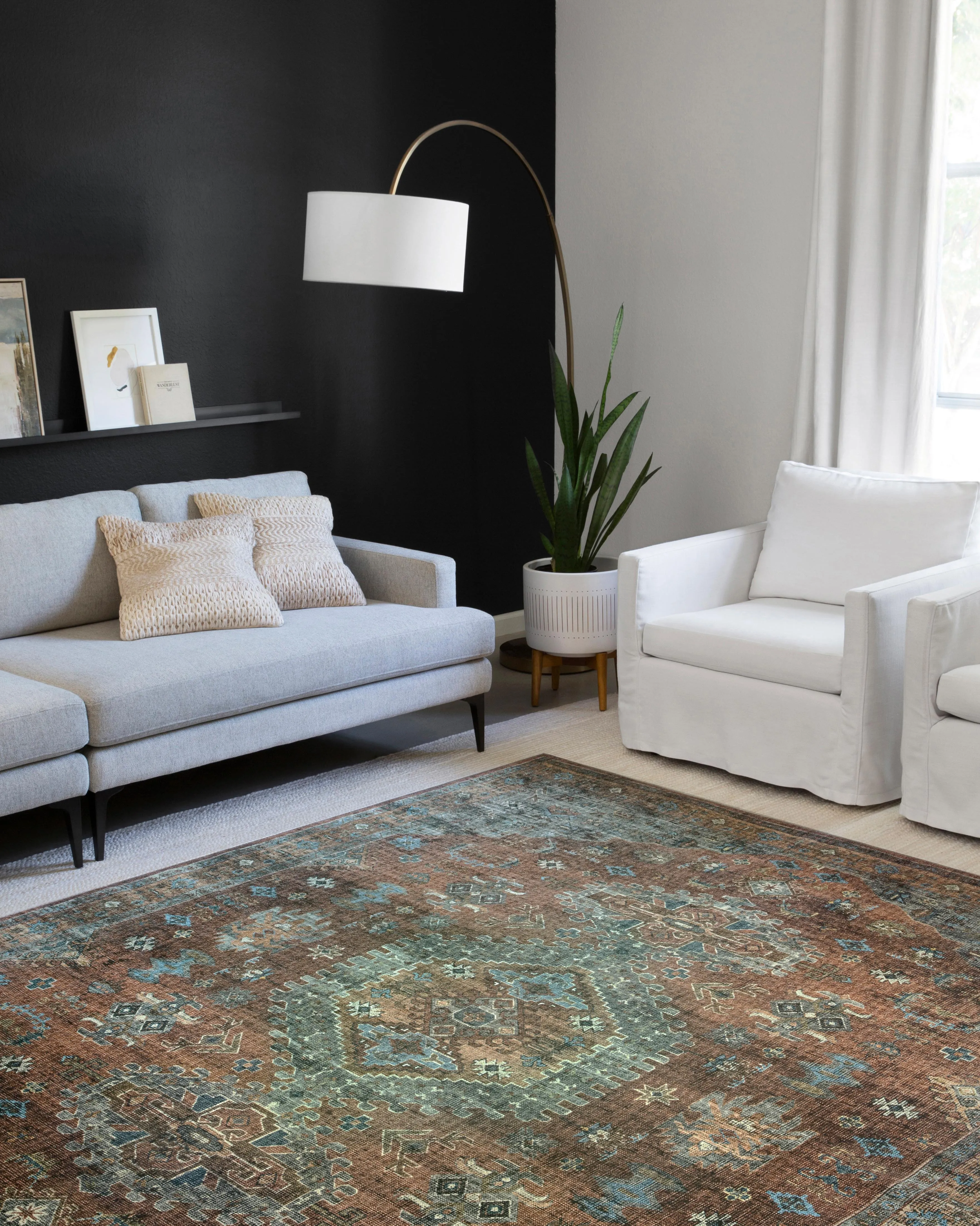 Skye Rug in Terracotta & Sky