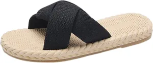 Slide Sandals for Women Women's Sandals Flat Sandal Womens Dressy Bohemian Open Toe with Elastic Casual