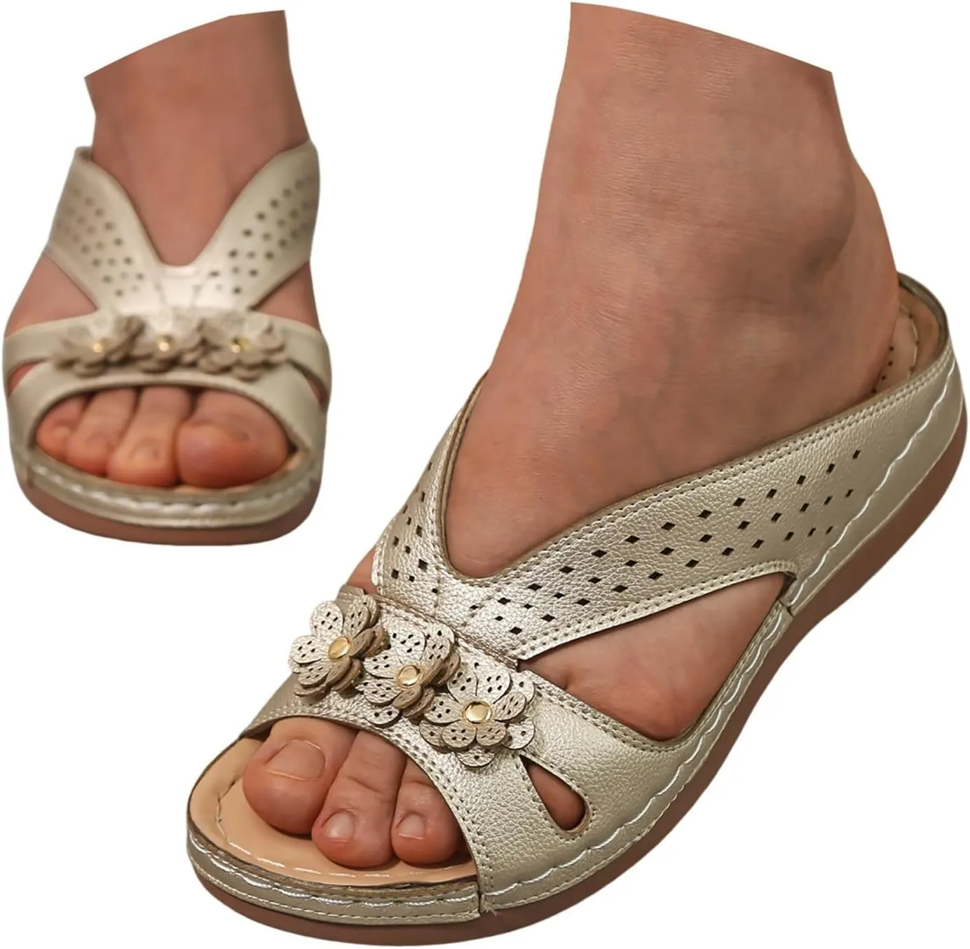 Slip On Dressy Summer Comfortable Slides Sandals Lightweight Memory Foam Platform Shoes Womens Casual Sandals