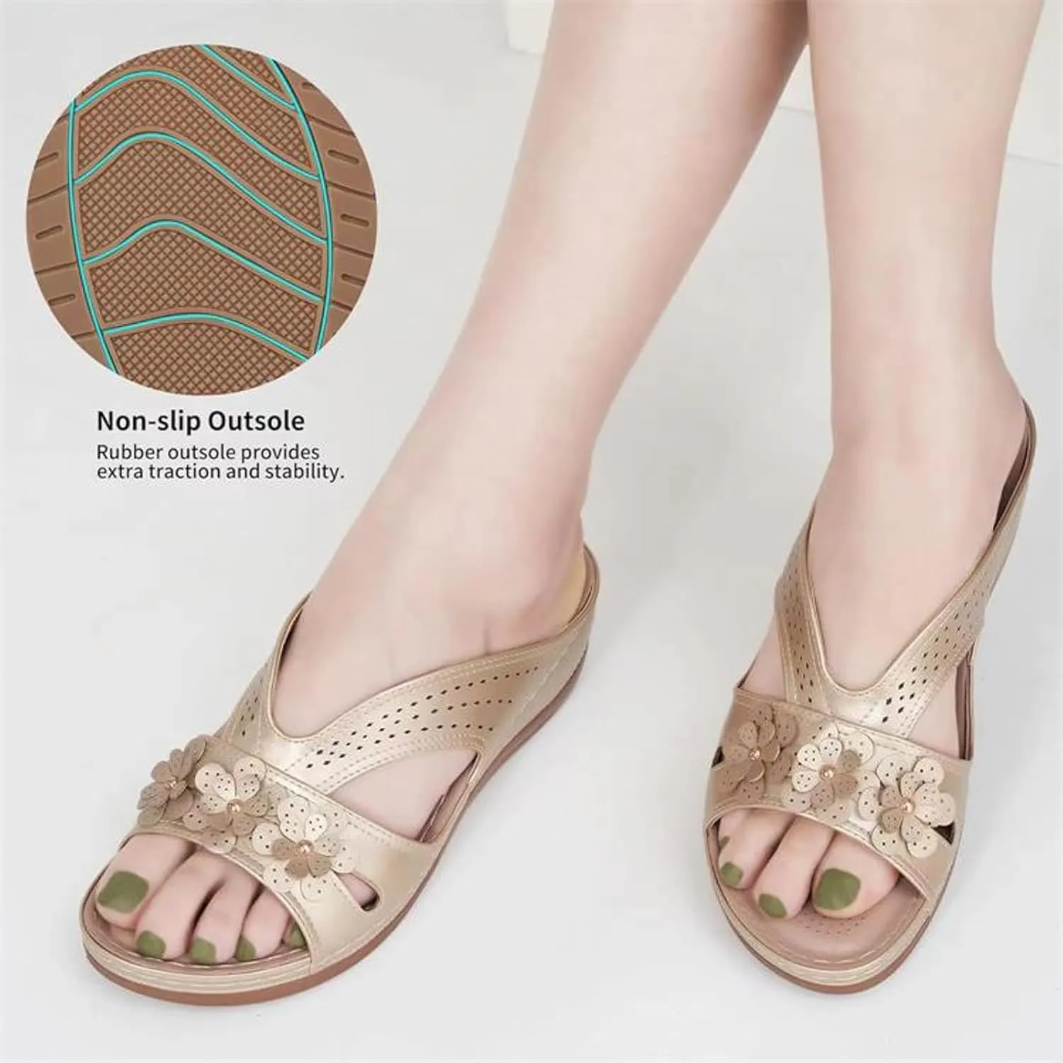 Slip On Dressy Summer Comfortable Slides Sandals Lightweight Memory Foam Platform Shoes Womens Casual Sandals