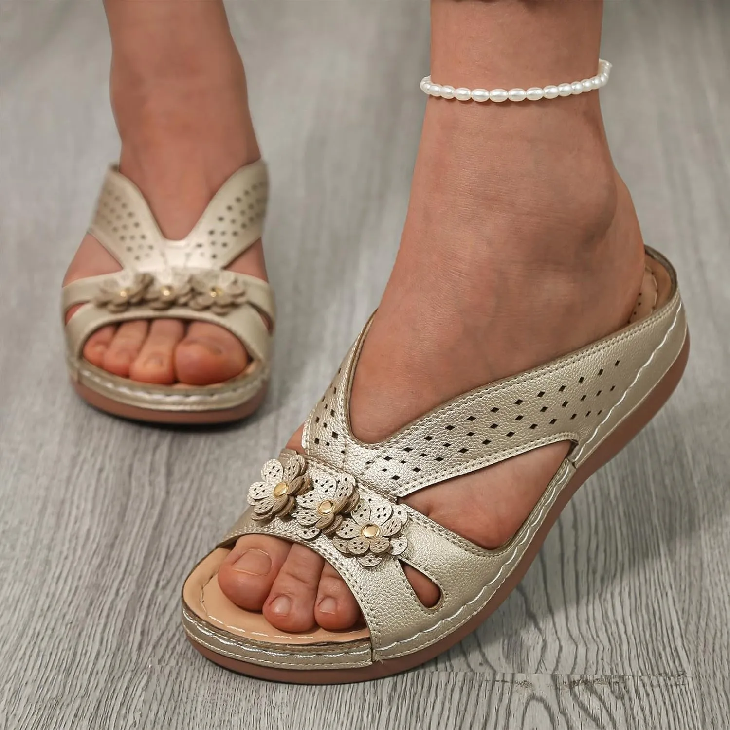 Slip On Dressy Summer Comfortable Slides Sandals Lightweight Memory Foam Platform Shoes Womens Casual Sandals
