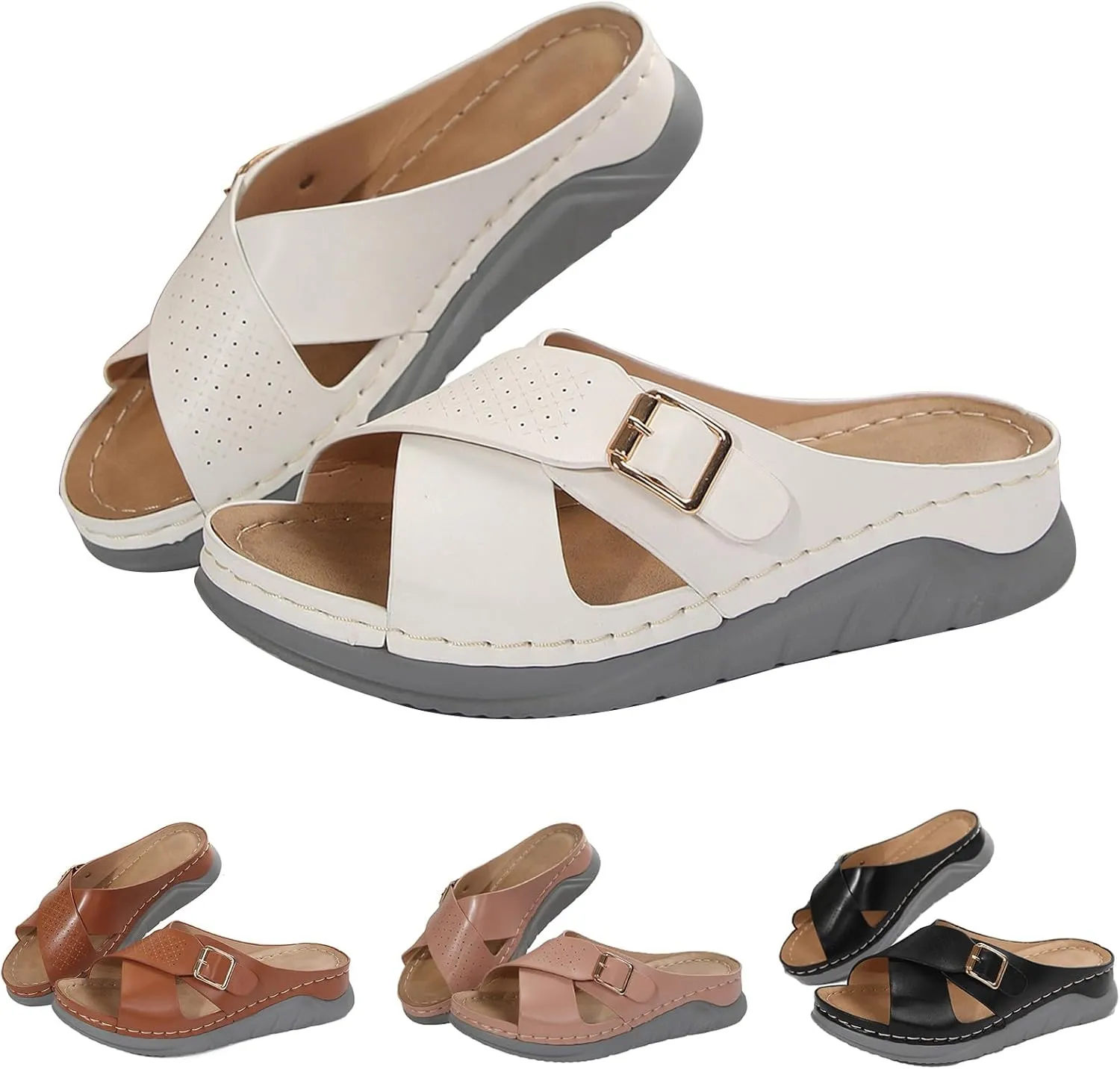 Slippers for Women Wedge Platform Sandals Comfortable Dressy Arch Support Summer Beach Open Toe Women Shoes