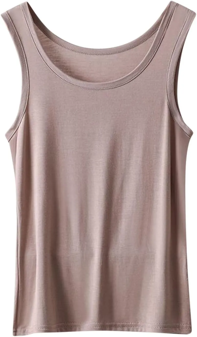 Solid Soft Sleeveless Undershirt for Women Basic Layer Tank Top Stretch Casual Camisole Slim Fit Layering Tanks