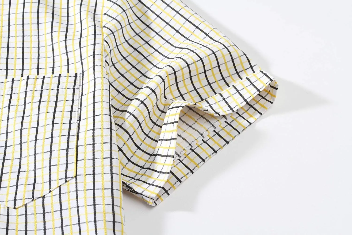 SSLR Mens Short Sleeve Button Down Shirts Casual Striped Plaid Shirts Dress Shirts for Men