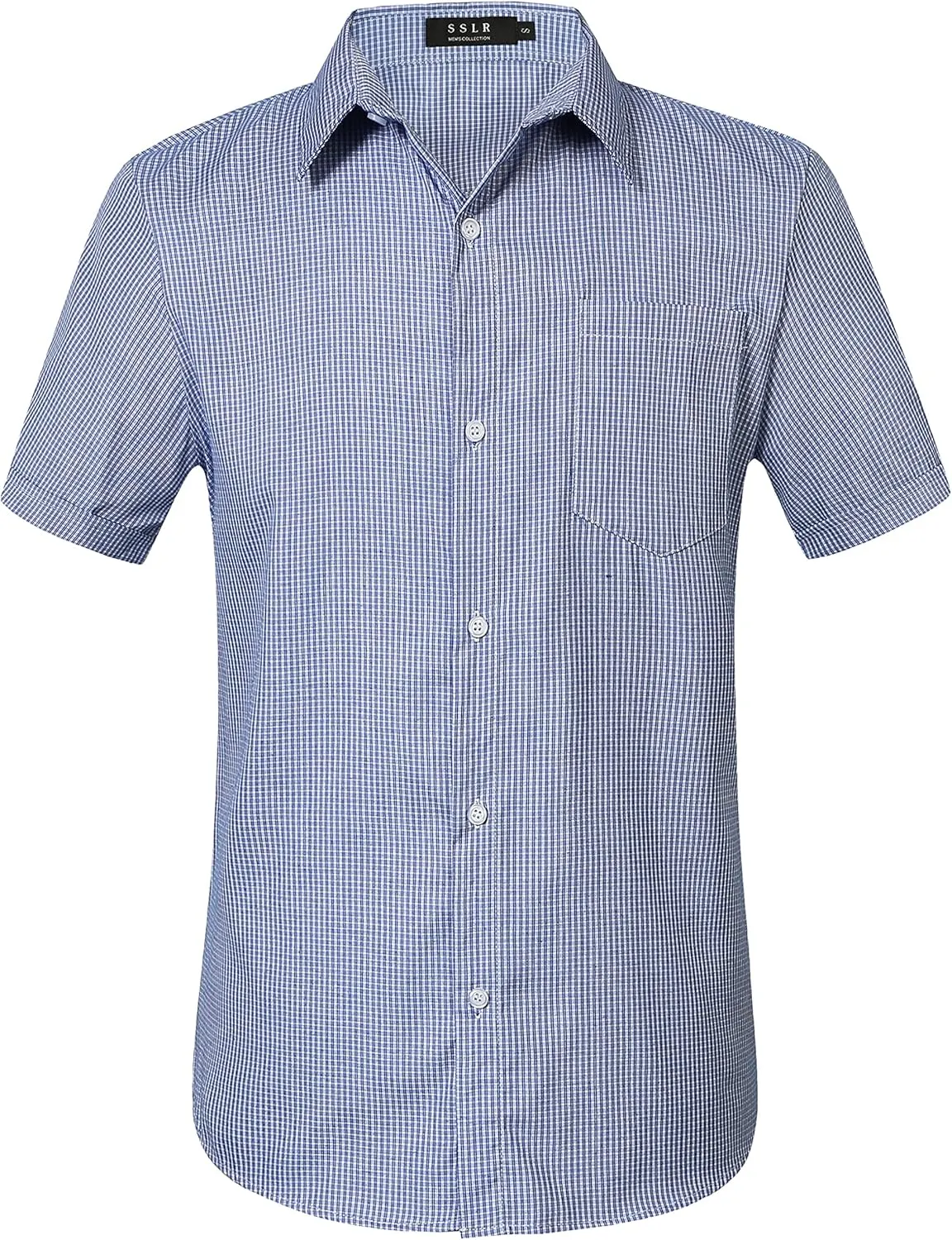 SSLR Mens Short Sleeve Button Down Shirts Casual Striped Plaid Shirts Dress Shirts for Men