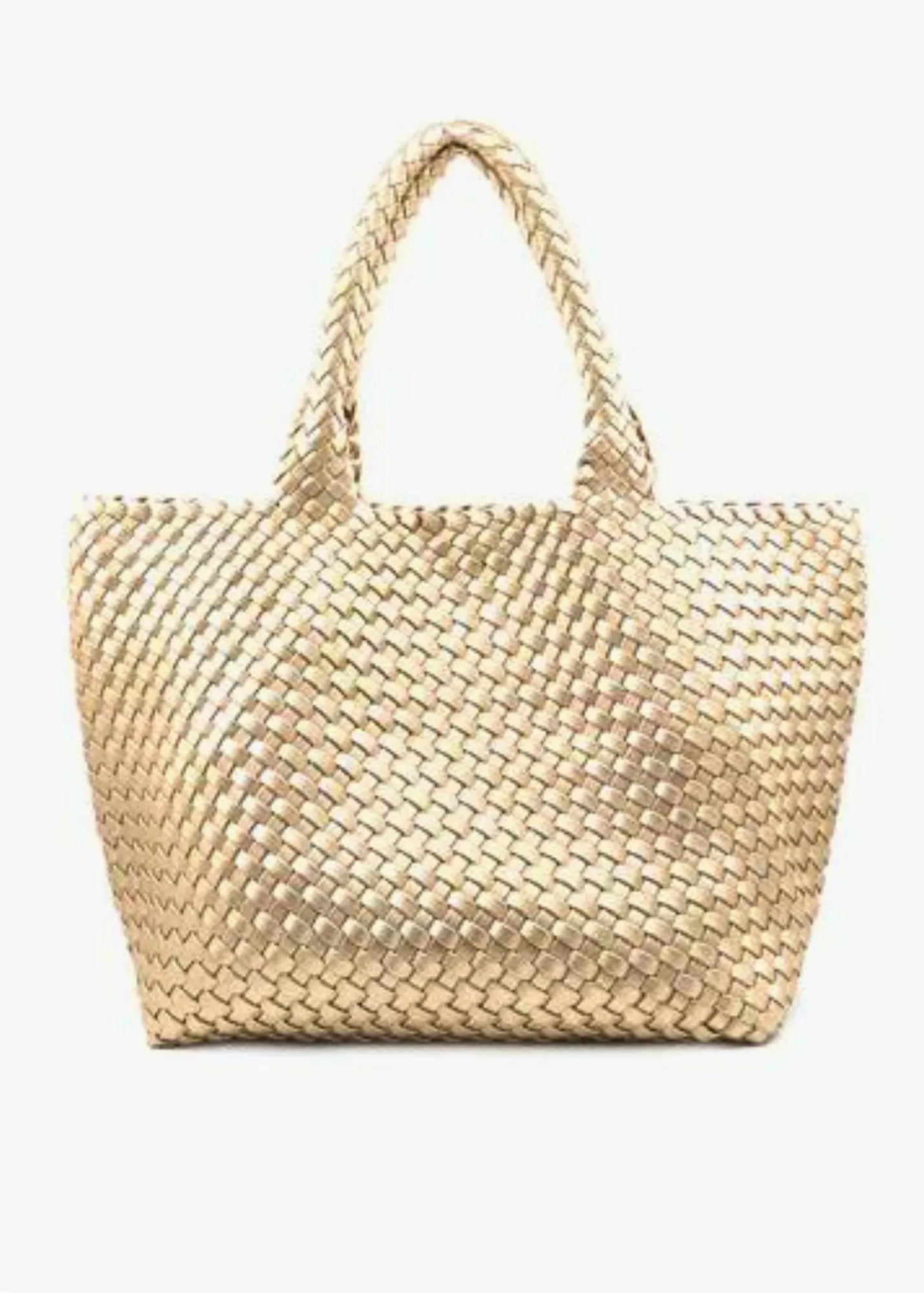STATE OF CHIC BURNISHED GOLD WOVEN TOTE BAG