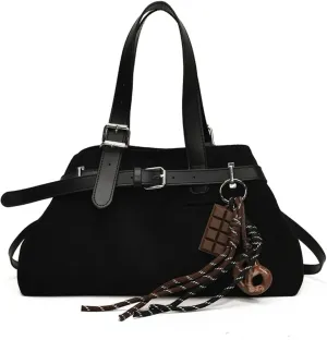 Suede Purses Y2k Belt Shoulder Purses Designer Handbags Women Fall Vintage 2000s Suede Bag Satchel Trendy